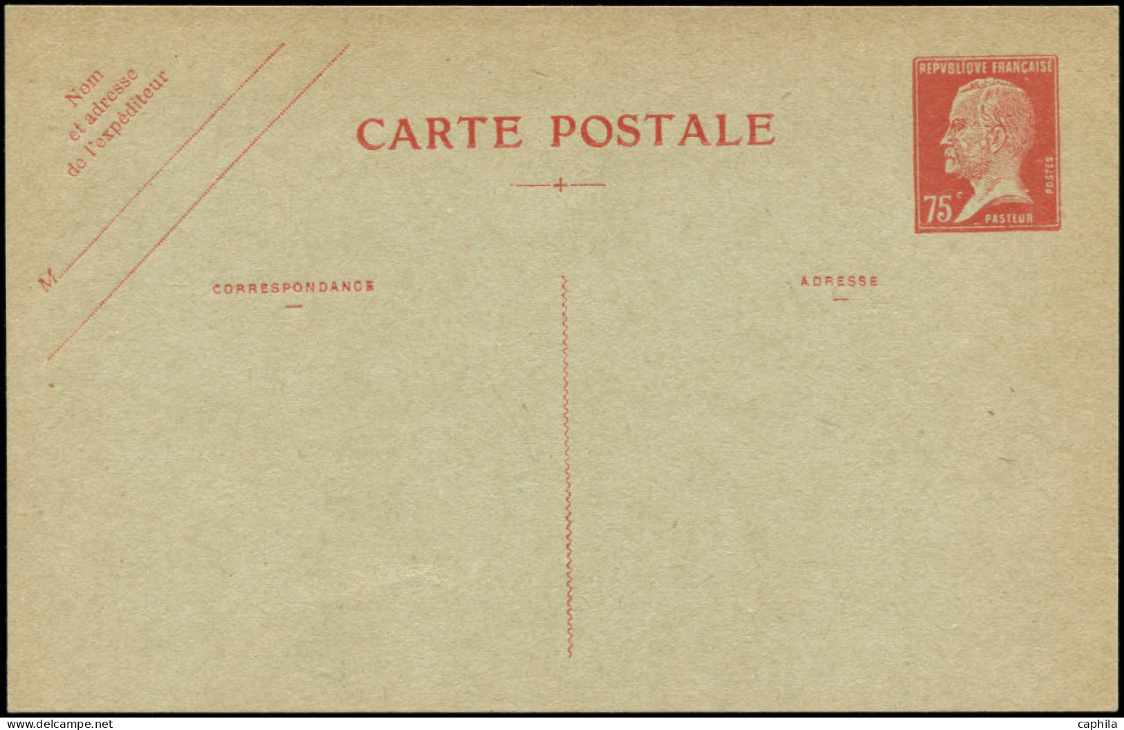 N FRANCE - Entiers Postaux - CP1, 75c. Pasteur Rouge - Autres & Non Classés