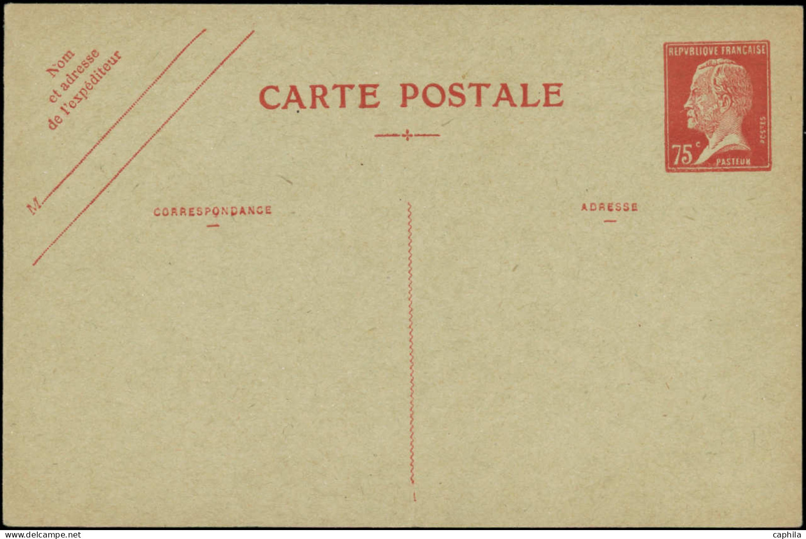 N FRANCE - Entiers Postaux - Cp 1, 75c. Rouge Pasteur - Autres & Non Classés