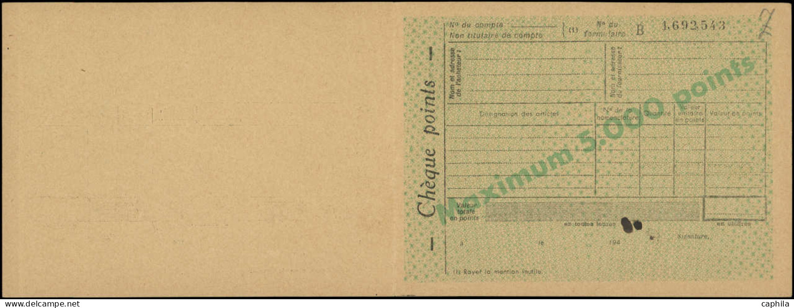 N FRANCE - Entiers Postaux - 515 Cp Service 1.20f. Complète, "5000 Points Textile" Storch Pétain D 9 B - Autres & Non Classés