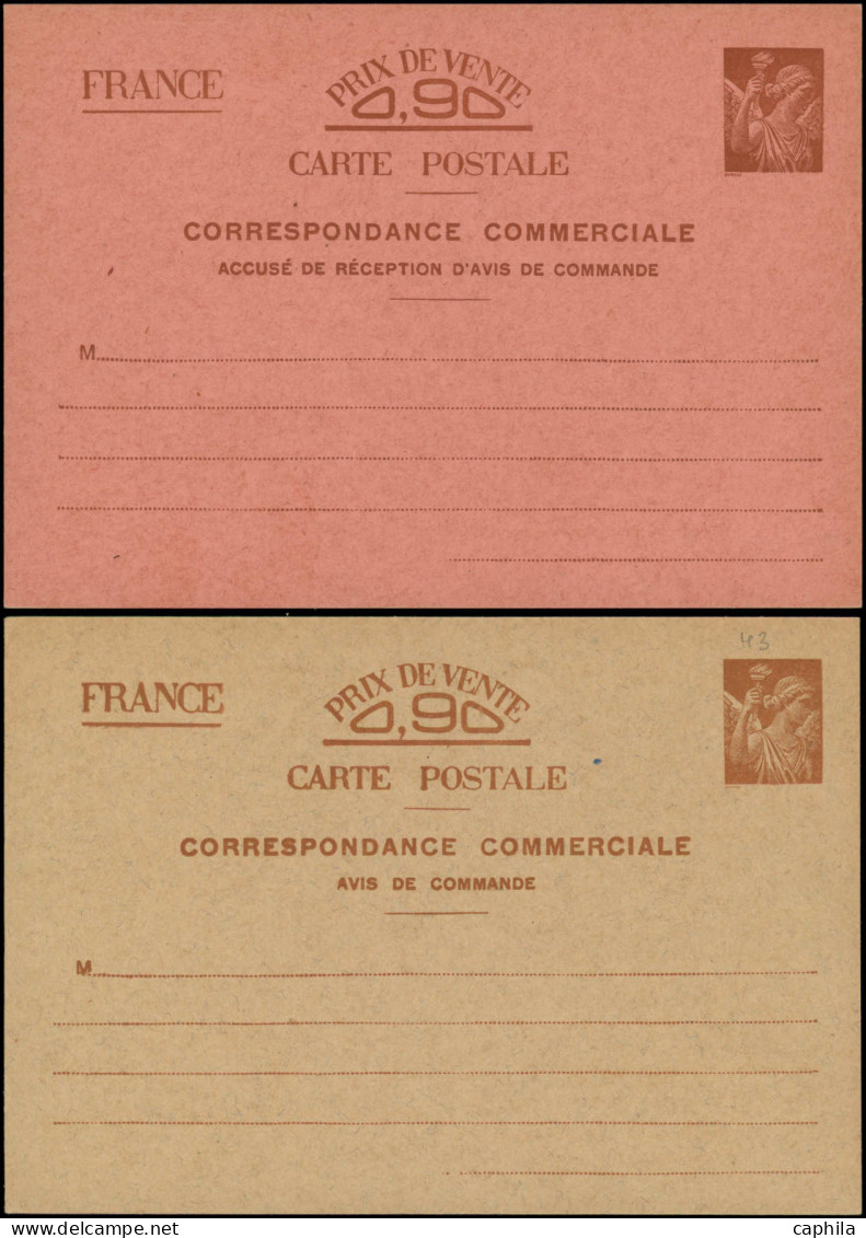 N FRANCE - Entiers Postaux - Sans Valeur CP 3/4, Iris Sans Valeur "0.90", 2 Cartes Commerciales "Avis De Commande" & "Ac - Autres & Non Classés