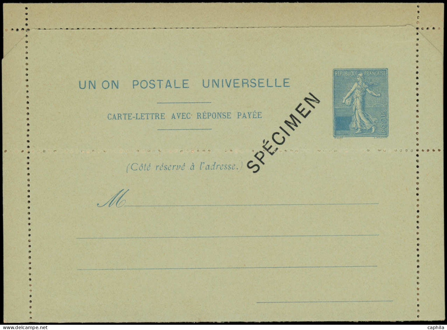 N FRANCE - Entiers Postaux - Storch Pel-F, Essai De Carte Lettre Avec Réponse Payée Pour L'UPU (1906), Semeuse Lignée Sa - Autres & Non Classés