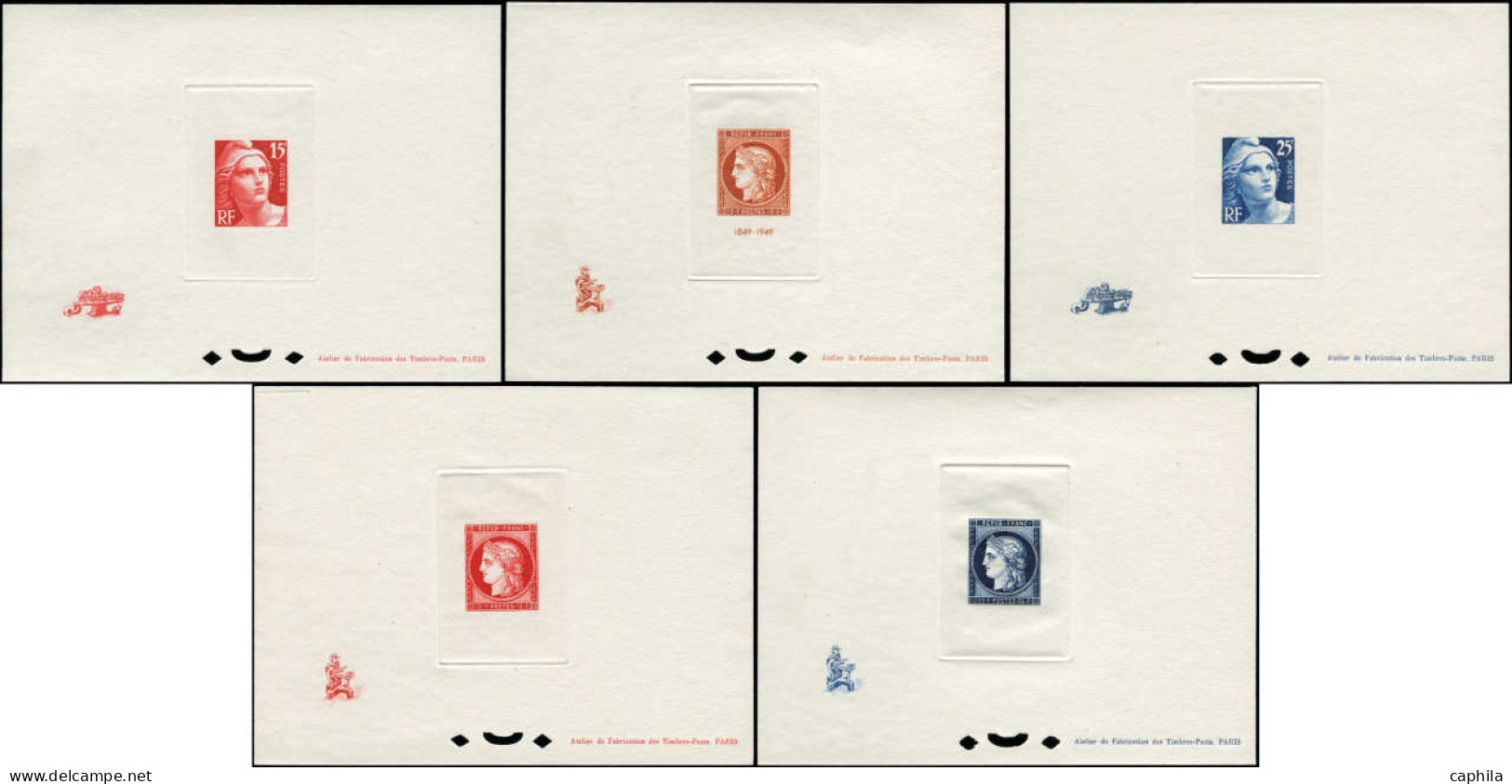 EPL FRANCE - Epreuves De Luxe - 830/33 + 841, 5 épreuves Avec Remarques - Unused Stamps