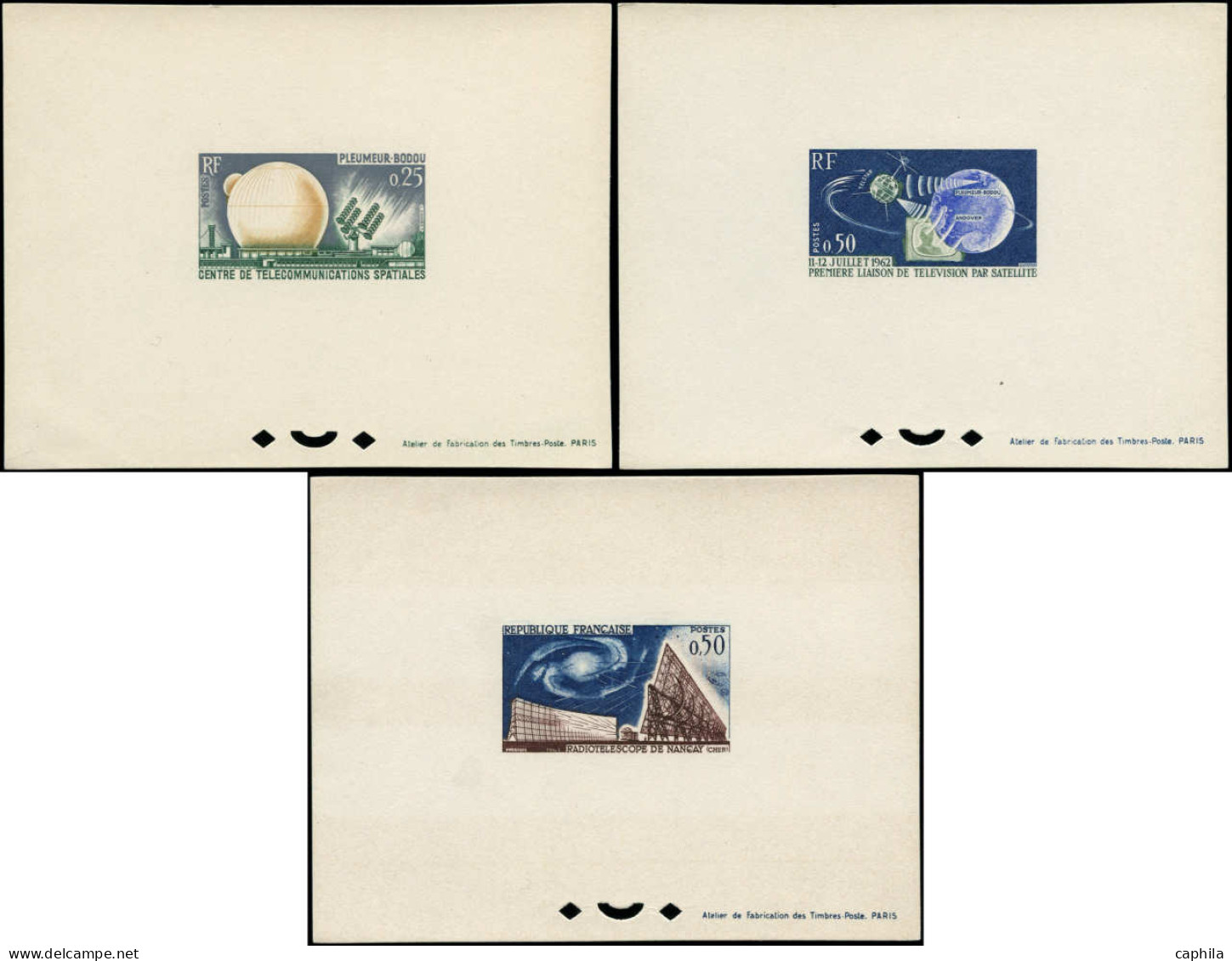 EPL FRANCE - Epreuves De Luxe - 1360/62, 3 épreuves: Télécommunications Spatiales, Telstar - Unused Stamps