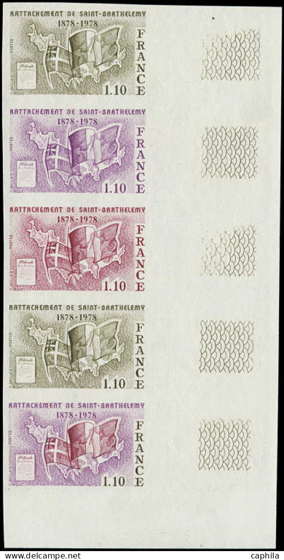 ** FRANCE - Essais De Couleurs - 1985, Bande De 5 Essais De Couleurs Différents Dont Polychrome, Cdf: 1.10f. St. Barthél - Other & Unclassified