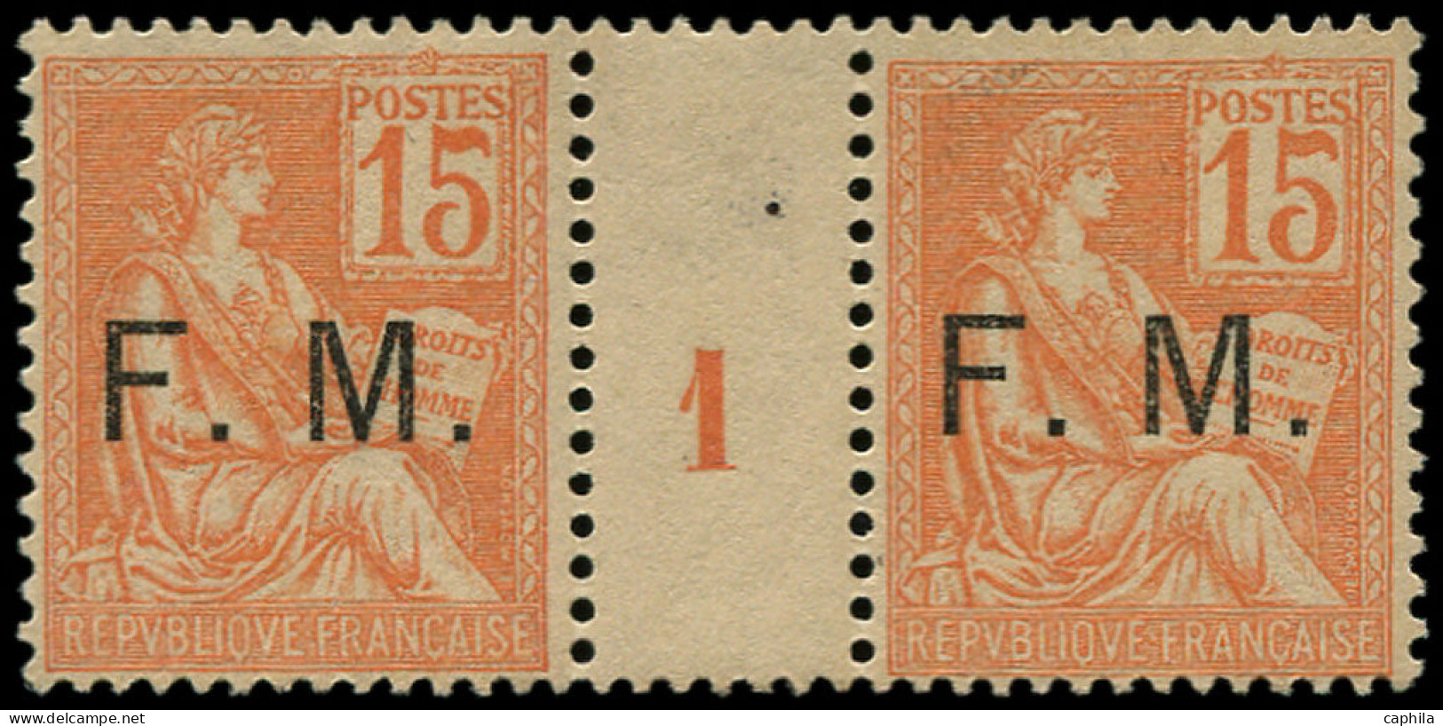 ** FRANCE - Franchise - 1, Paire Millésime "1": 15c. Mouchon - Military Postage Stamps