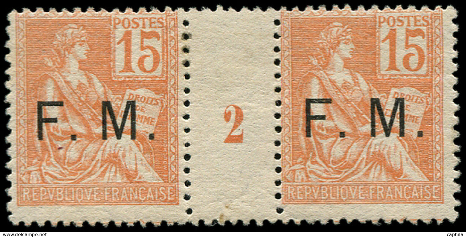 ** FRANCE - Franchise - 1, Paire Millésime "2": 15c. Mouchon - Timbres De Franchise Militaire