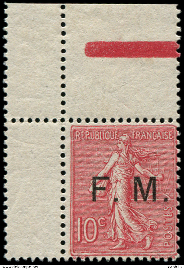 ** FRANCE - Franchise - 4, Coin De Feuille: 10c. Semeuse Rose - Military Postage Stamps