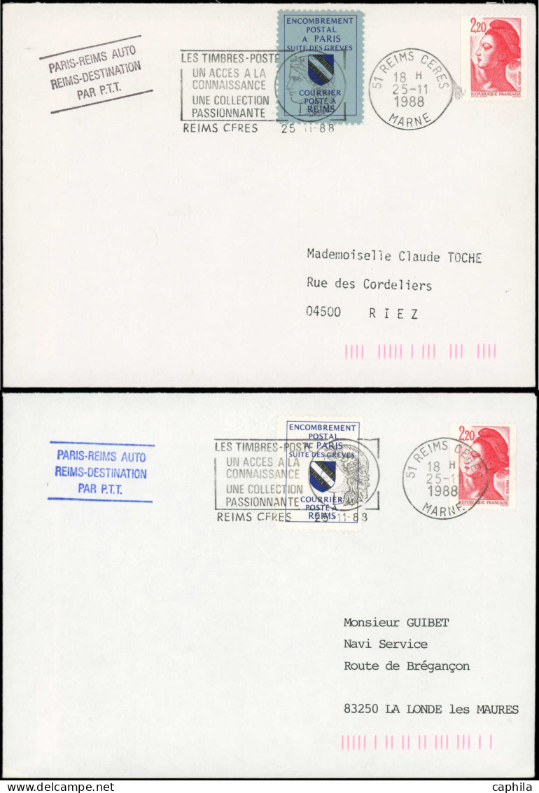 LET FRANCE - Grève - Spink 39/40, Sur 2 Lettres Du 25/11/88: Reims 88 - Documents