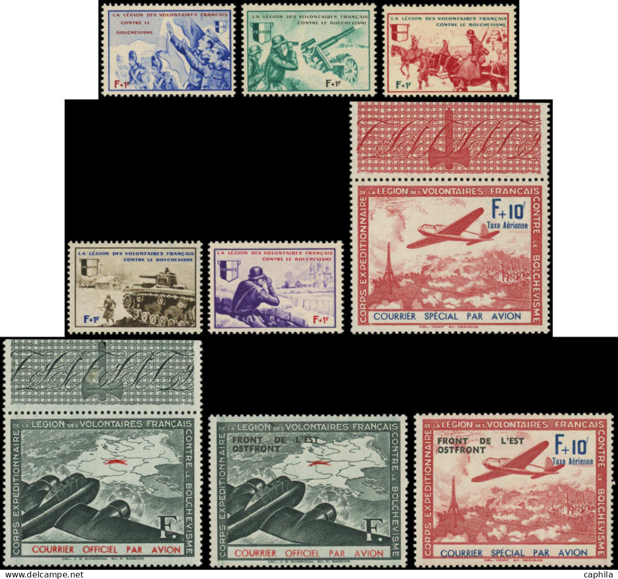 ** FRANCE - Guerre LVF - 1/10 Complet - Guerre (timbres De)