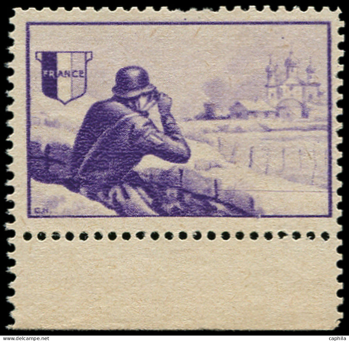 (*) FRANCE - Guerre LVF - 6, Sans Inscription Et Valeur (2 Dents Faibles): Guetteur (Spink) - War Stamps