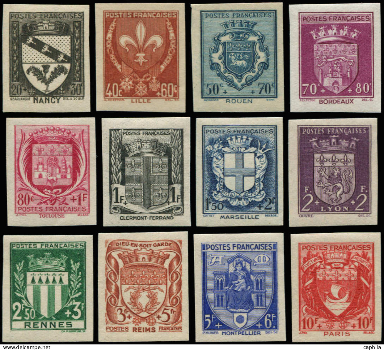 ** FRANCE - Non Dentelés - 526/37, Complet: 1ère Armoiries - Unused Stamps