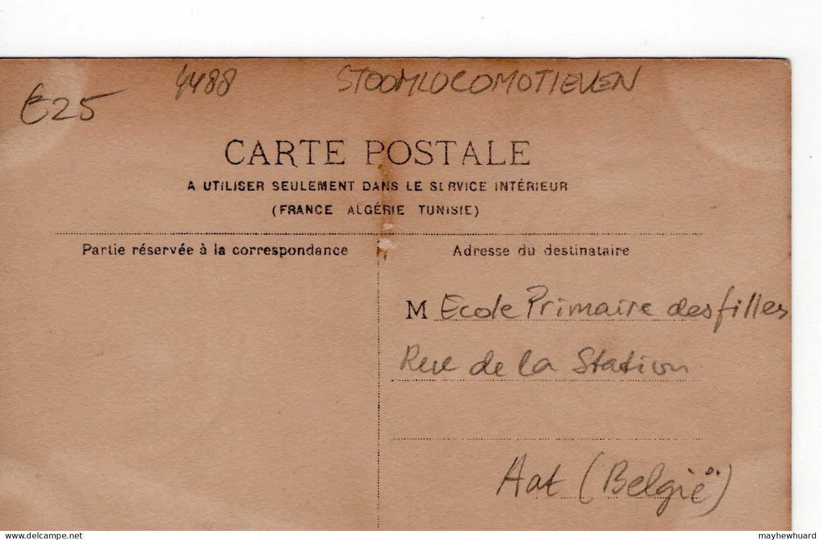 Ath - Aat - Ecole Primaire Des Filles - Rue De La Station - Stoomtrein - Locomotief - 1915 - Fotokaart - Ath