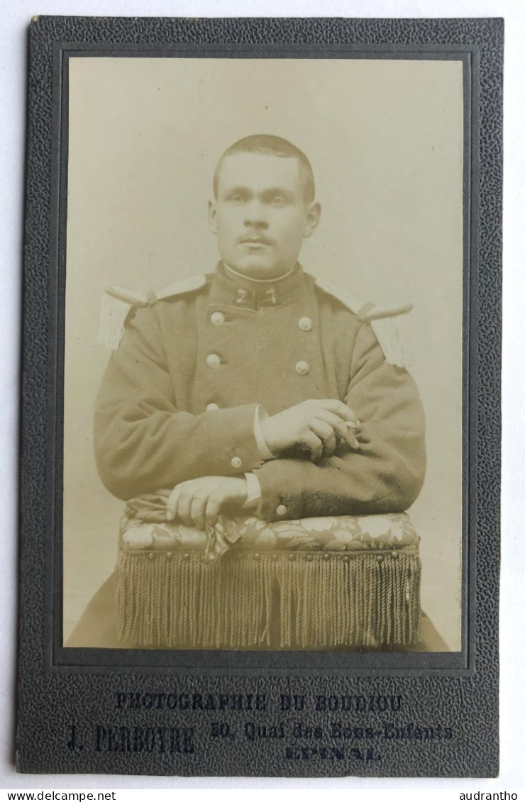 CDV - Portrait Soldat Armée Française 7 Au Col à Identifier - Photographe J. PERBOYRE Epinal - Photographie Du Boudiou - Guerre, Militaire