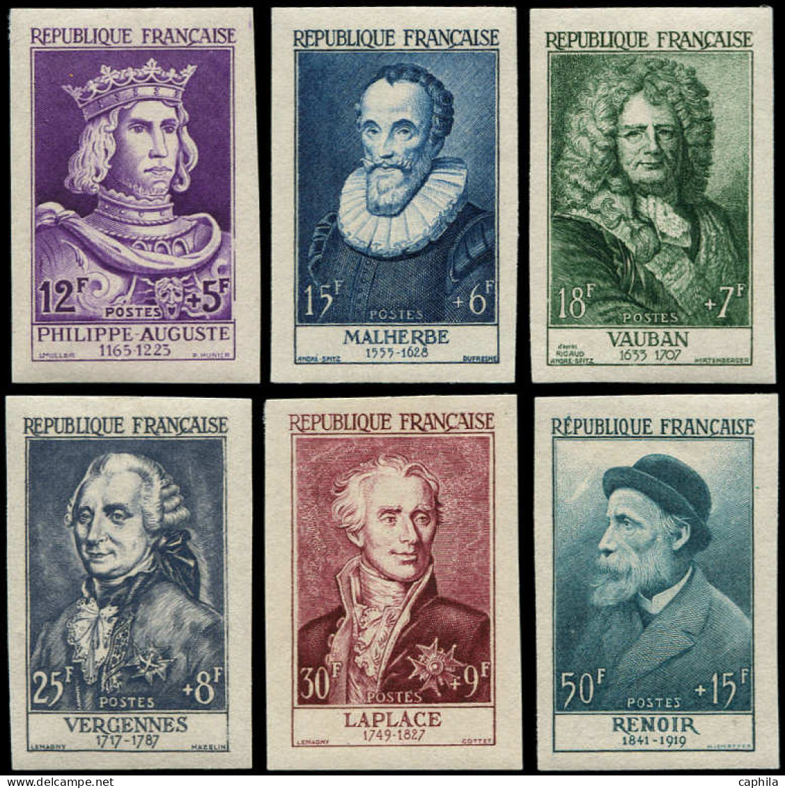 ** FRANCE - Non Dentelés - 1027/32, Complet 6 Valeurs: Personnages Célèbres, Renoir - Unused Stamps