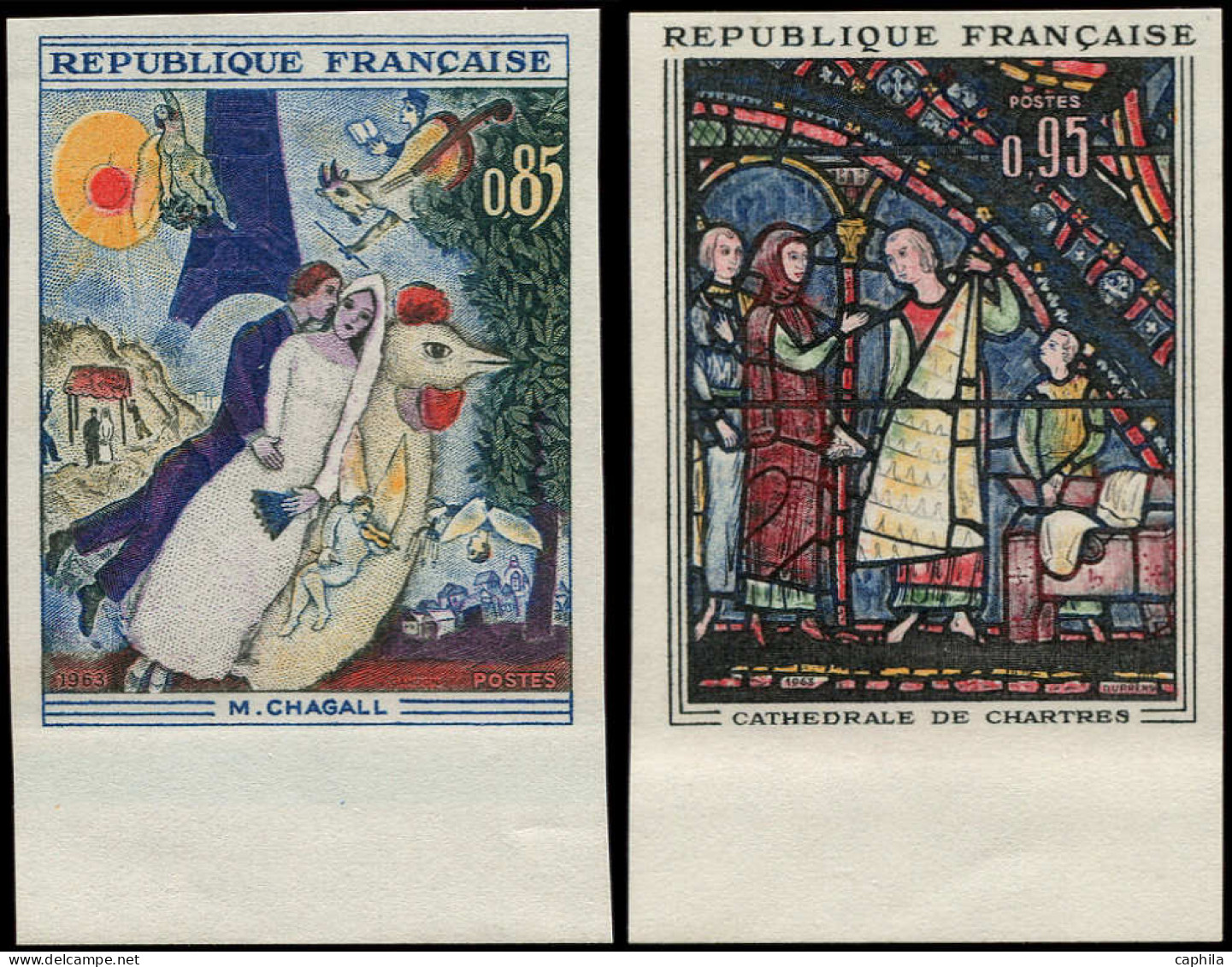 ** FRANCE - Non Dentelés - 1398/99, Bdf: Vitrail De Chartes Et Les Mariés De Chagall - Unused Stamps