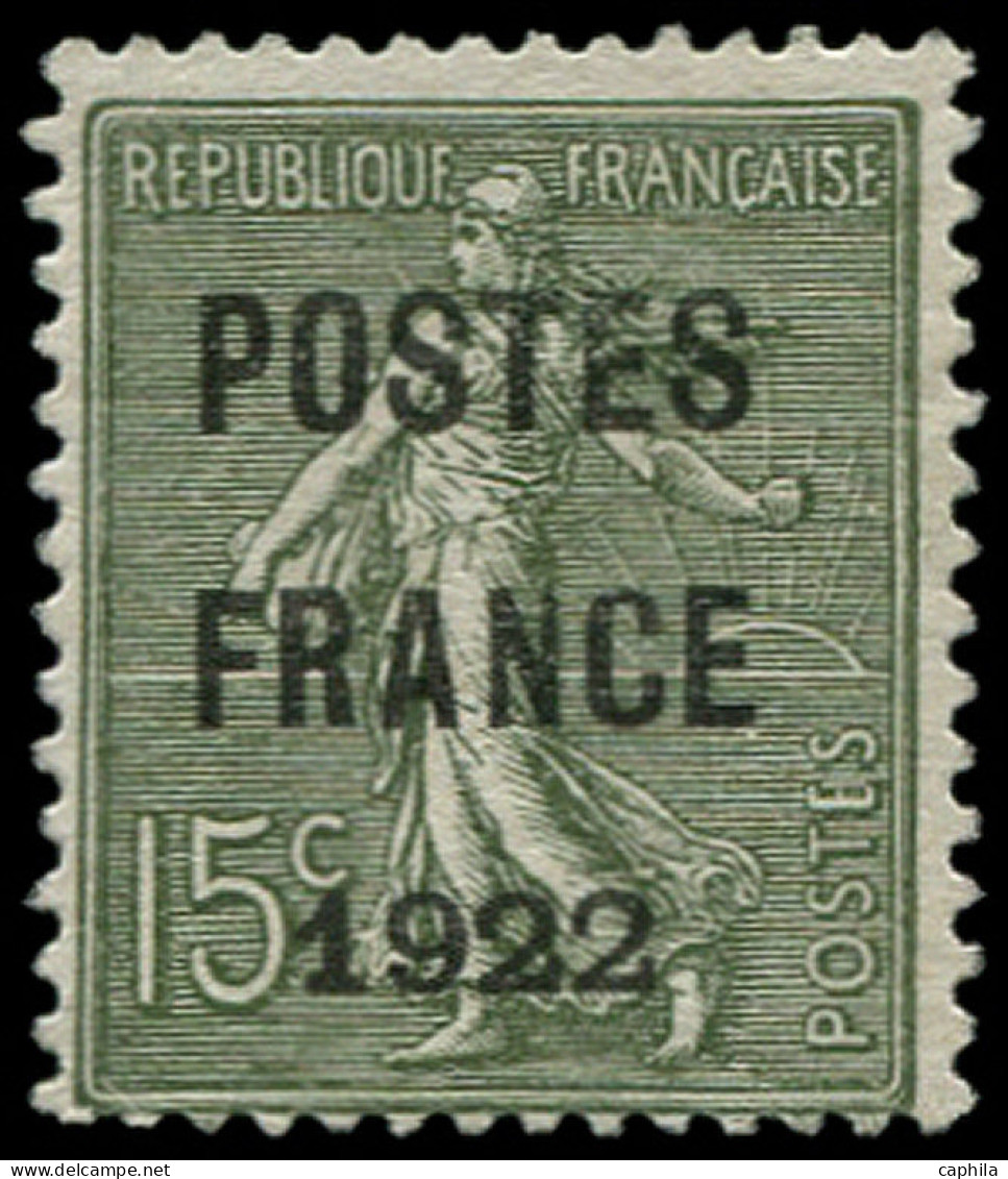 (*) FRANCE - Préoblitérés - 37a, Poste France 1922, Signé Scheller: 15c. Semeuse Vert-bronze - 1893-1947