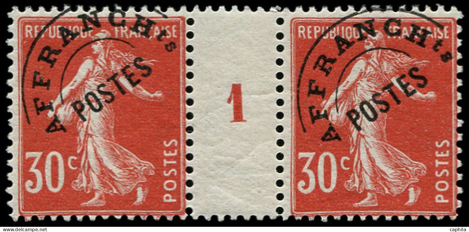 ** FRANCE - Préoblitérés - 58, Paire Millésime "1": 30c. Semeuse Rouge - 1893-1947