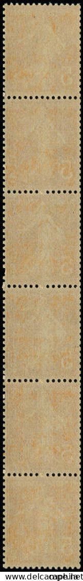 ** FRANCE - Roulettes - 5, Bande De 6 Verticale: 5c. Semeuse Orange - Rollen