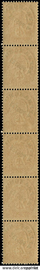 ** FRANCE - Roulettes - 42, Bande De 6 Verticale: 4c. Blanc Préo - Coil Stamps