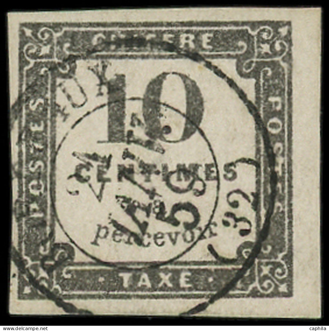 O FRANCE - Taxe - 1, Signé Brun: 10c. Noir - 1859-1959 Usati