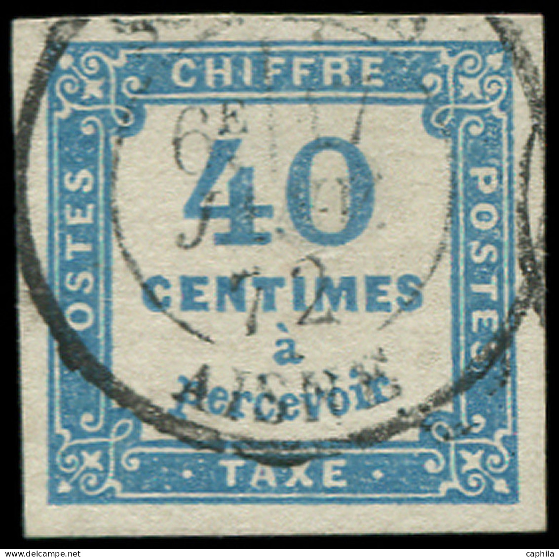 O FRANCE - Taxe - 7, Signé Calves, Belles Marges: 40c. Bleu - 1859-1959 Usati