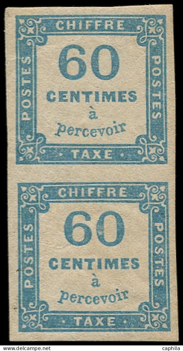 ** FRANCE - Taxe - 9, En Paire, Signé Scheller: 60c. Bleu - 1859-1959 Mint/hinged