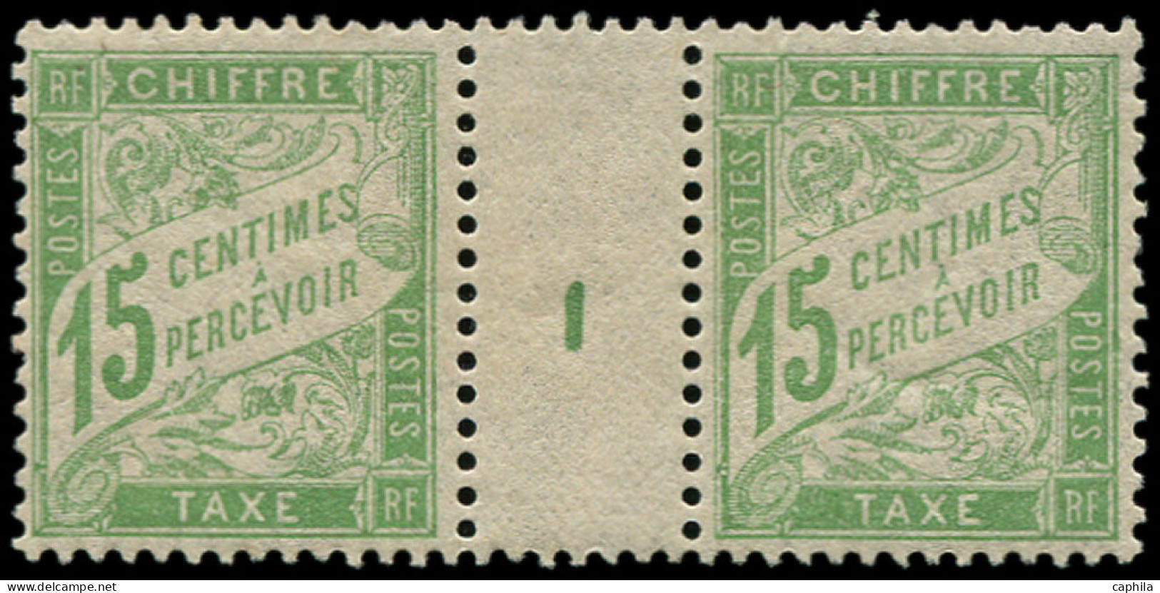 * FRANCE - Taxe - 30, Paire Millésime "1": 15c. Vert-jaune Pâle - 1859-1959.. Ungebraucht