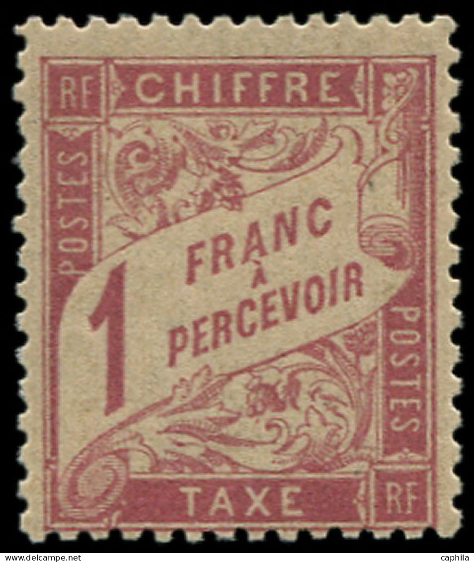 * FRANCE - Taxe - 39, Certificat Behr: 1f. Rose S. Paille - 1859-1959 Mint/hinged