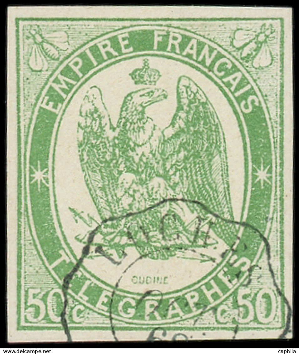 O FRANCE - Télégraphe - 2, Belles Marges: 50c. Vert - Telegraph And Telephone