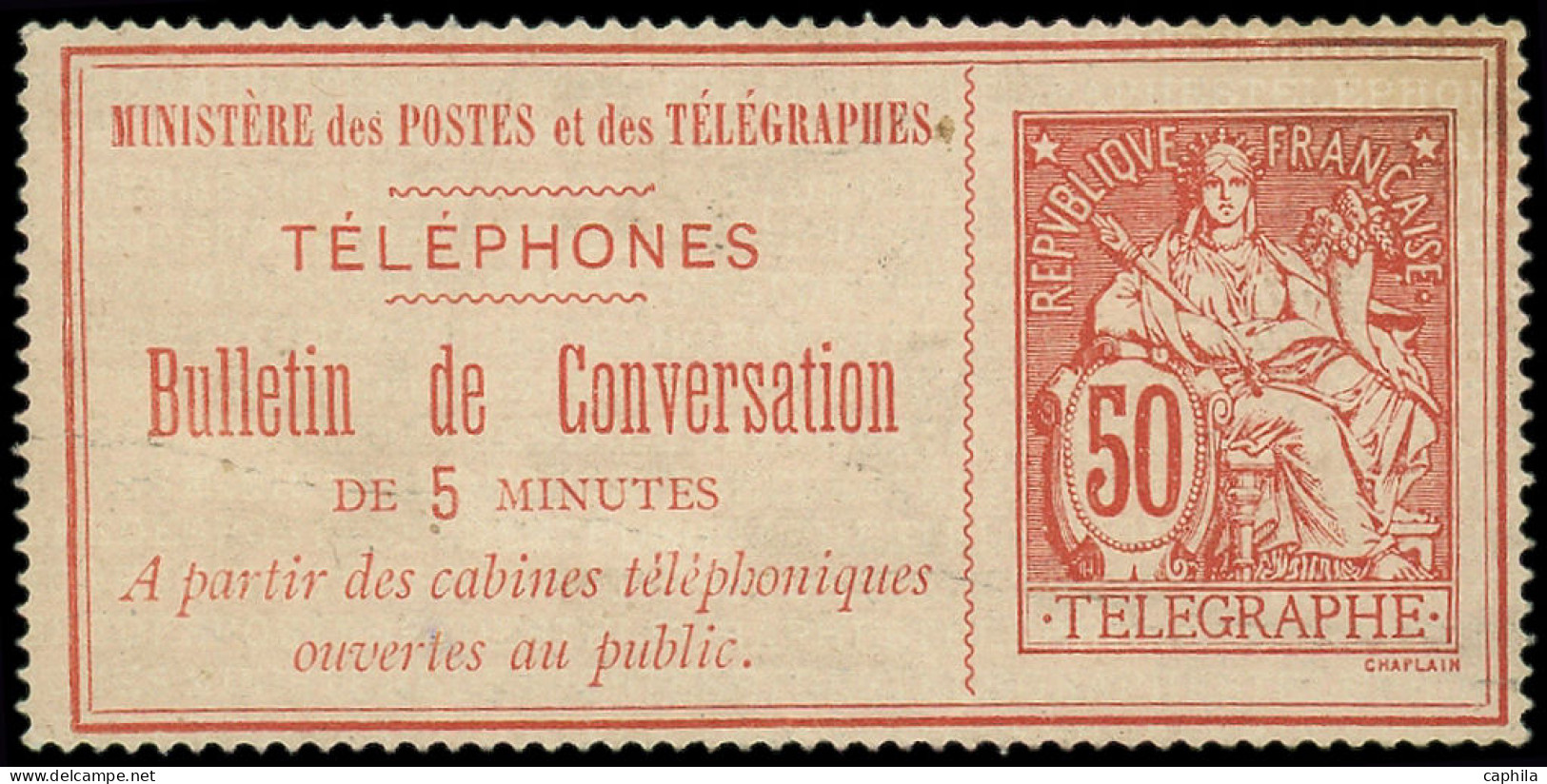 (*) FRANCE - Téléphone - 4, Ministère Des Postes: 50c. Rouge Sur Jaune - Télégraphes Et Téléphones