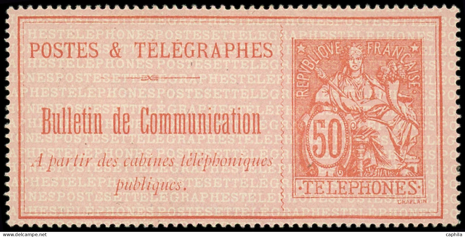 (*) FRANCE - Téléphone - 18, Postes Et Télégraphes: 50c. Rouge Sur Rose - Télégraphes Et Téléphones