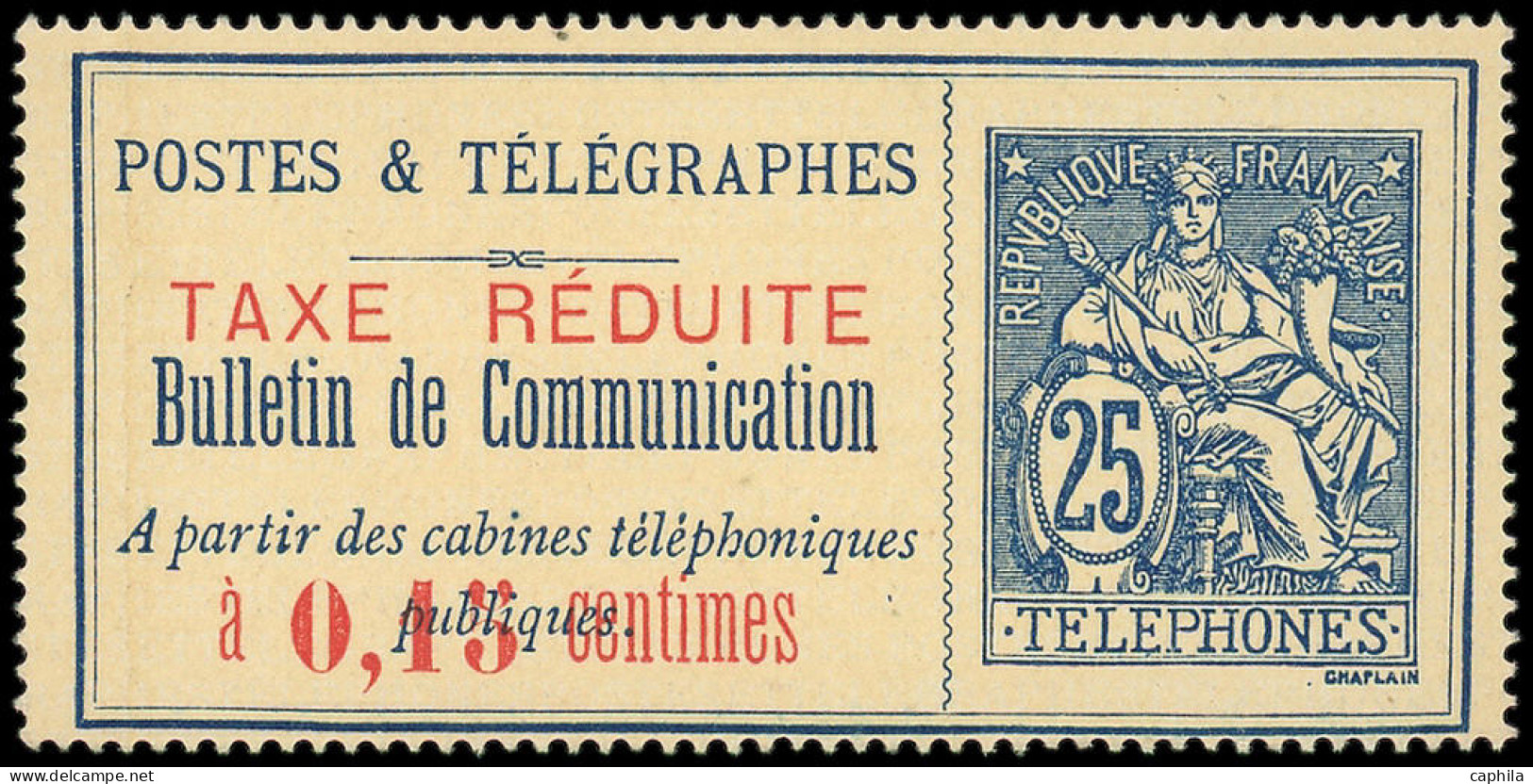 (*) FRANCE - Téléphone - 21, Bulletin De Communication: 0.15 Sur 25c. Bleu Sur Chamois - Telegraph And Telephone