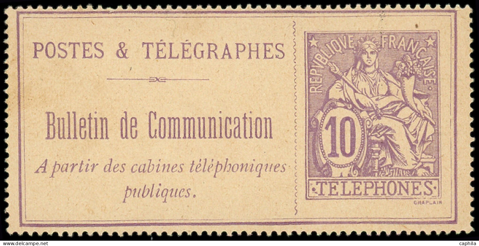 (*) FRANCE - Téléphone - 22, Postes Et Télégraphes: 10c. Violet - Telegraph And Telephone