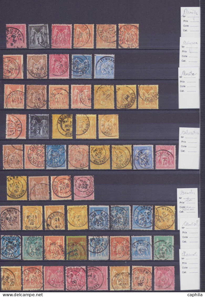 O FRANCE - Lots & Collections - Ensemble De Plus De 600 Timbres, Majorité Types Sage, Oblitérés Par Département, Certain - Collections