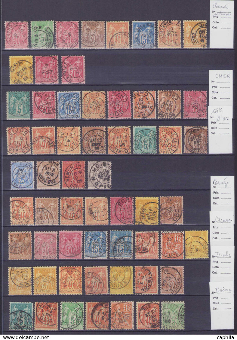 O FRANCE - Lots & Collections - Ensemble De Plus De 600 Timbres, Majorité Types Sage, Oblitérés Par Département, Certain - Verzamelingen