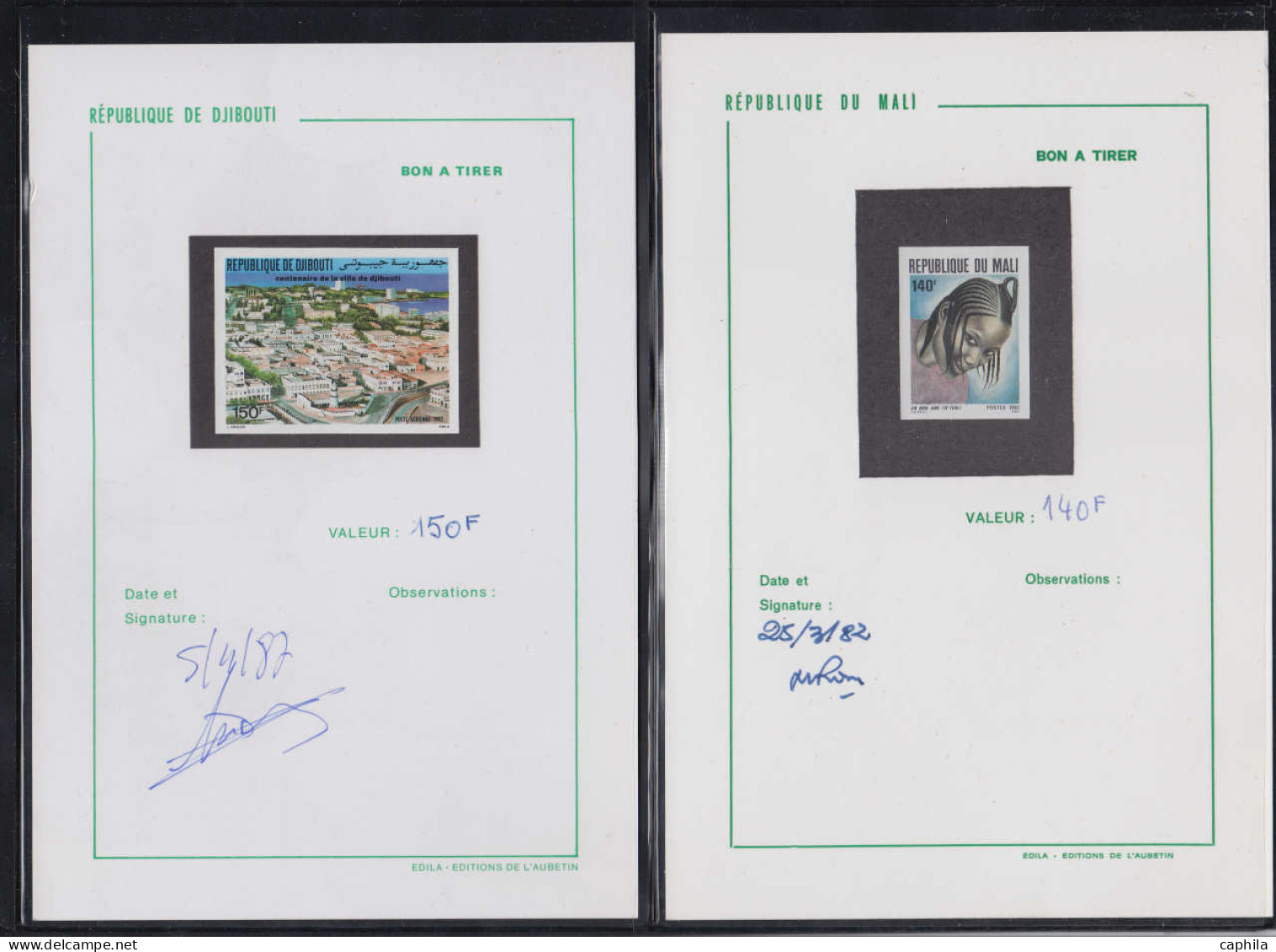 BAT COLONIES FRANCAISES - Epreuves D'Artiste - Collection De 69 Bons à Tirer, Tous Signés Et Datés (période 1980/88, Afr - Autres & Non Classés