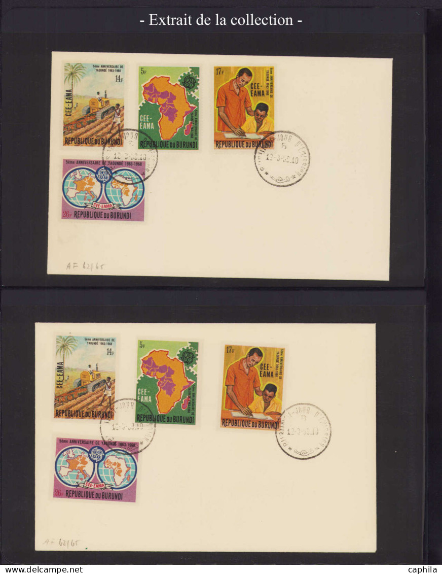 LOT COLONIES SERIES - Poste - 1963/1970, Europafrique, collection spécialisée en 2 albums, dont 14 épreuves d'artiste, l