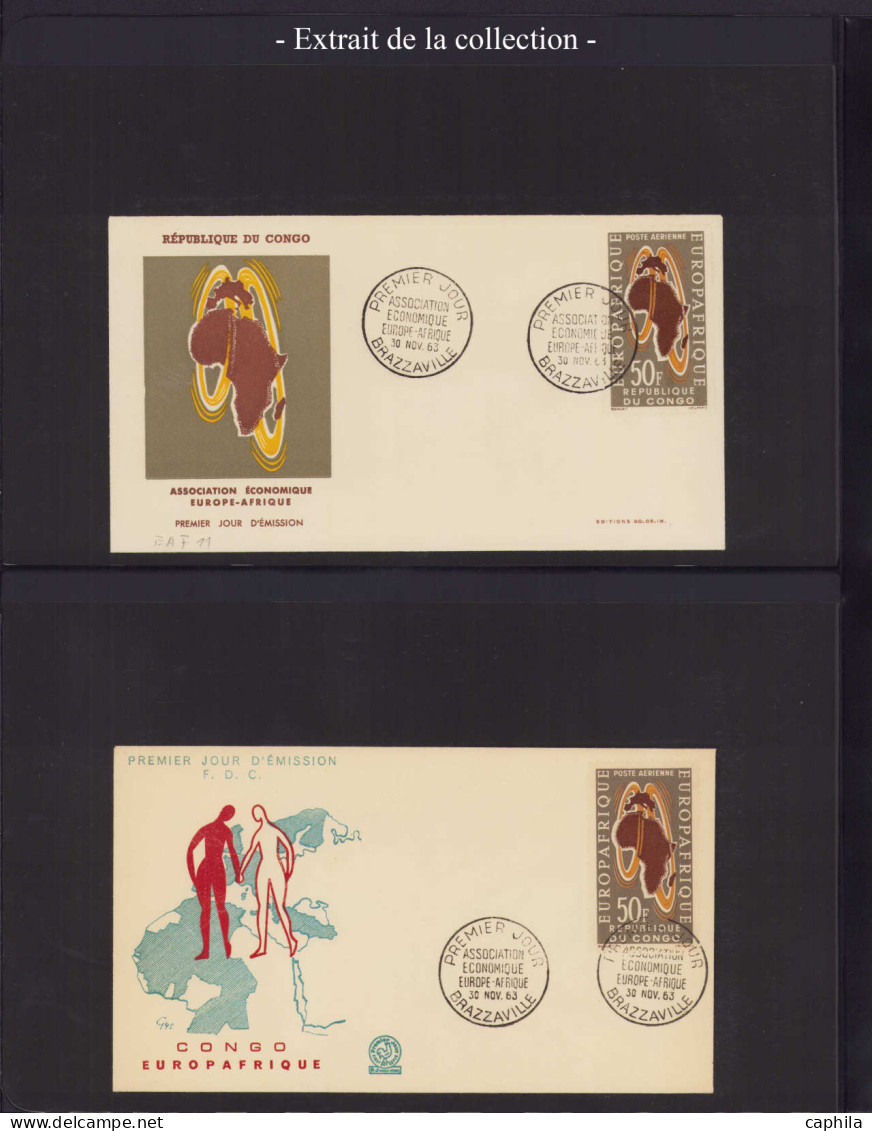 LOT COLONIES SERIES - Poste - 1963/1970, Europafrique, collection spécialisée en 2 albums, dont 14 épreuves d'artiste, l