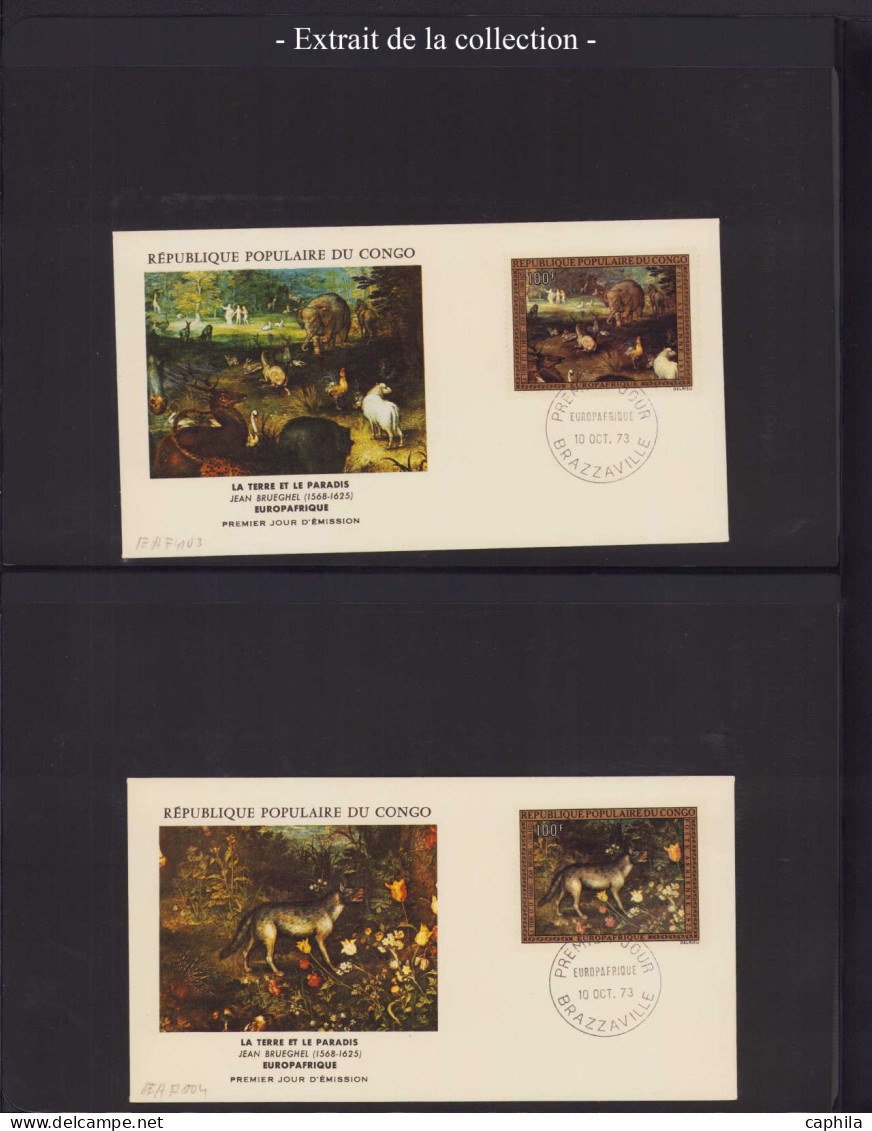 LOT COLONIES SERIES - Poste - 1963/1970, Europafrique, collection spécialisée en 2 albums, dont 14 épreuves d'artiste, l