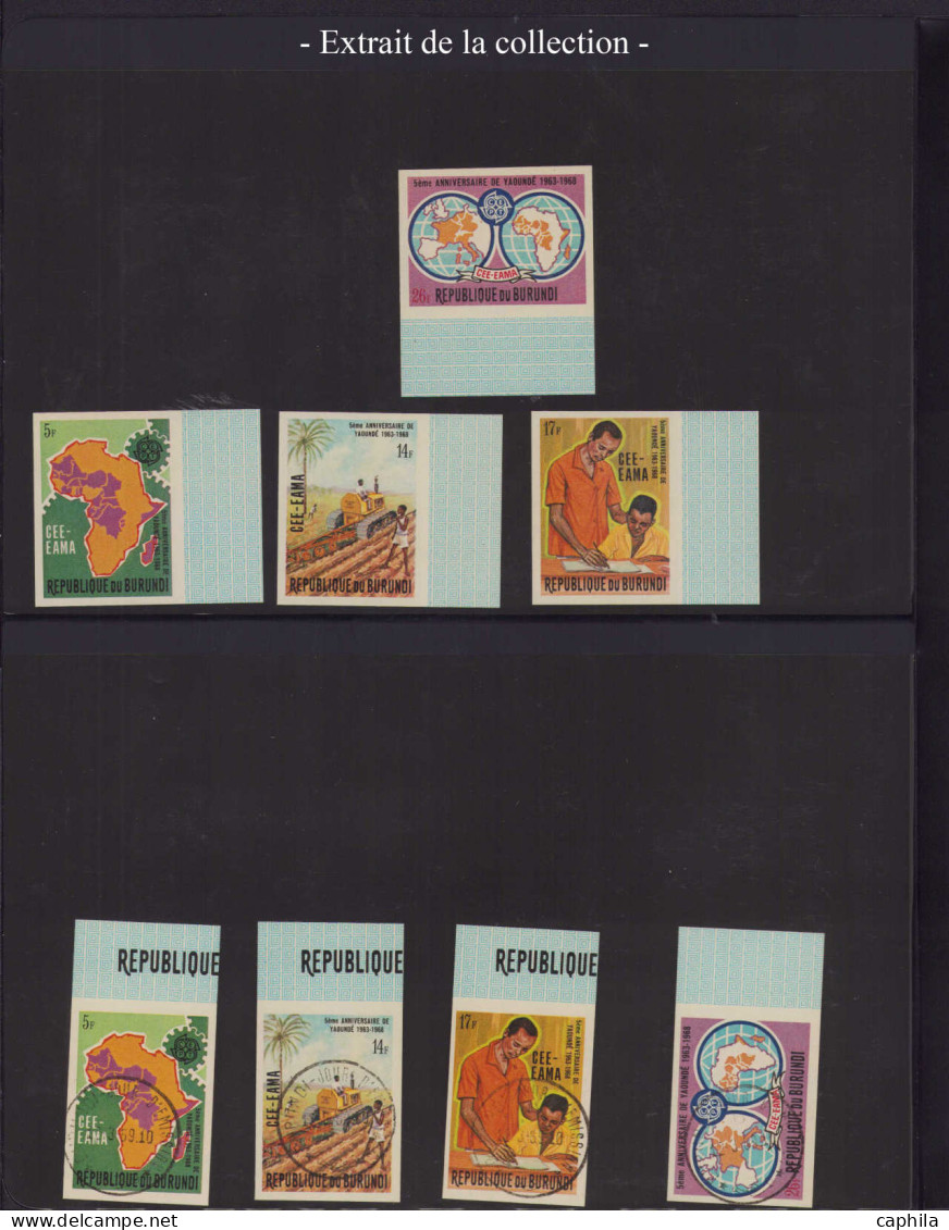 LOT COLONIES SERIES - Poste - 1963/1970, Europafrique, collection spécialisée en 2 albums, dont 14 épreuves d'artiste, l