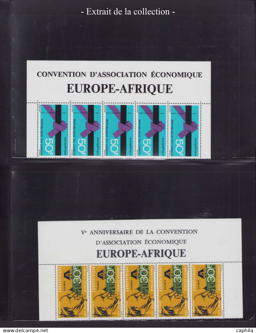 LOT COLONIES SERIES - Poste - 1963/1970, Europafrique, collection spécialisée en 2 albums, dont 14 épreuves d'artiste, l