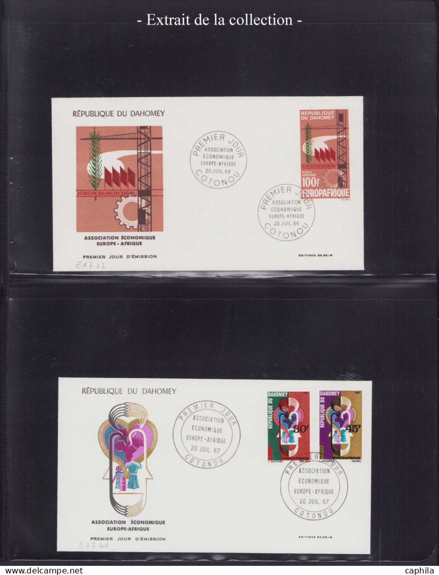 LOT COLONIES SERIES - Poste - 1963/1970, Europafrique, collection spécialisée en 2 albums, dont 14 épreuves d'artiste, l