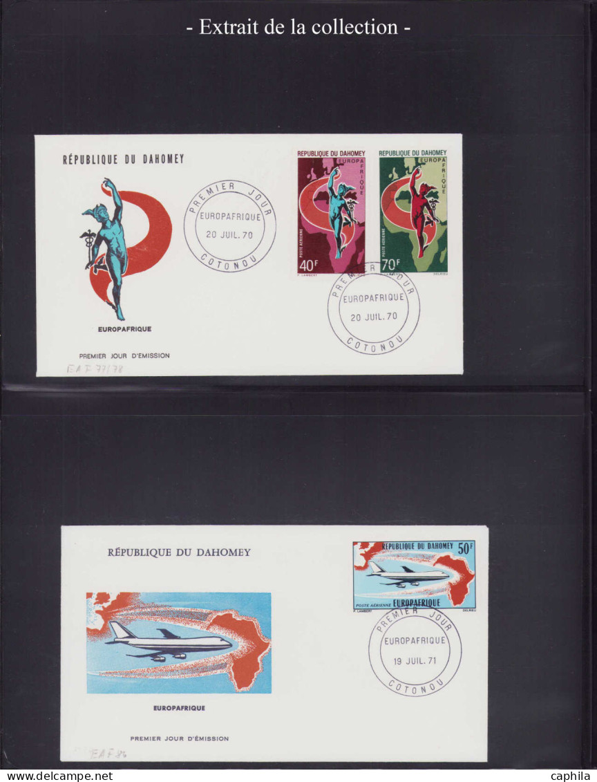 LOT COLONIES SERIES - Poste - 1963/1970, Europafrique, collection spécialisée en 2 albums, dont 14 épreuves d'artiste, l