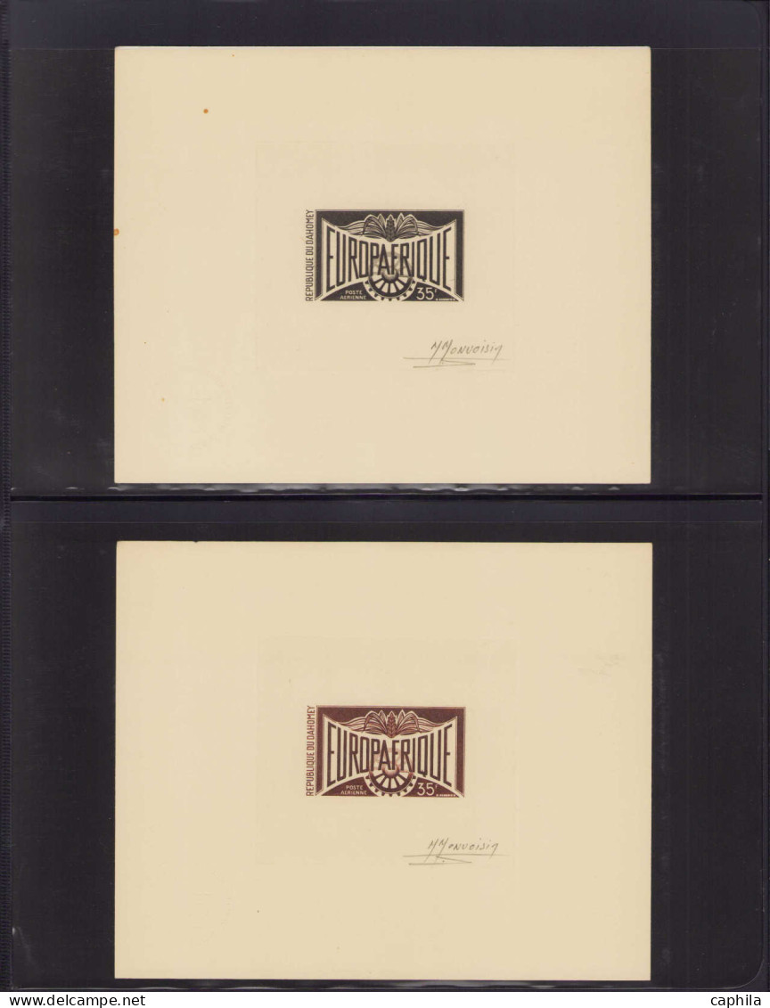 LOT COLONIES SERIES - Poste - 1963/1970, Europafrique, collection spécialisée en 2 albums, dont 14 épreuves d'artiste, l