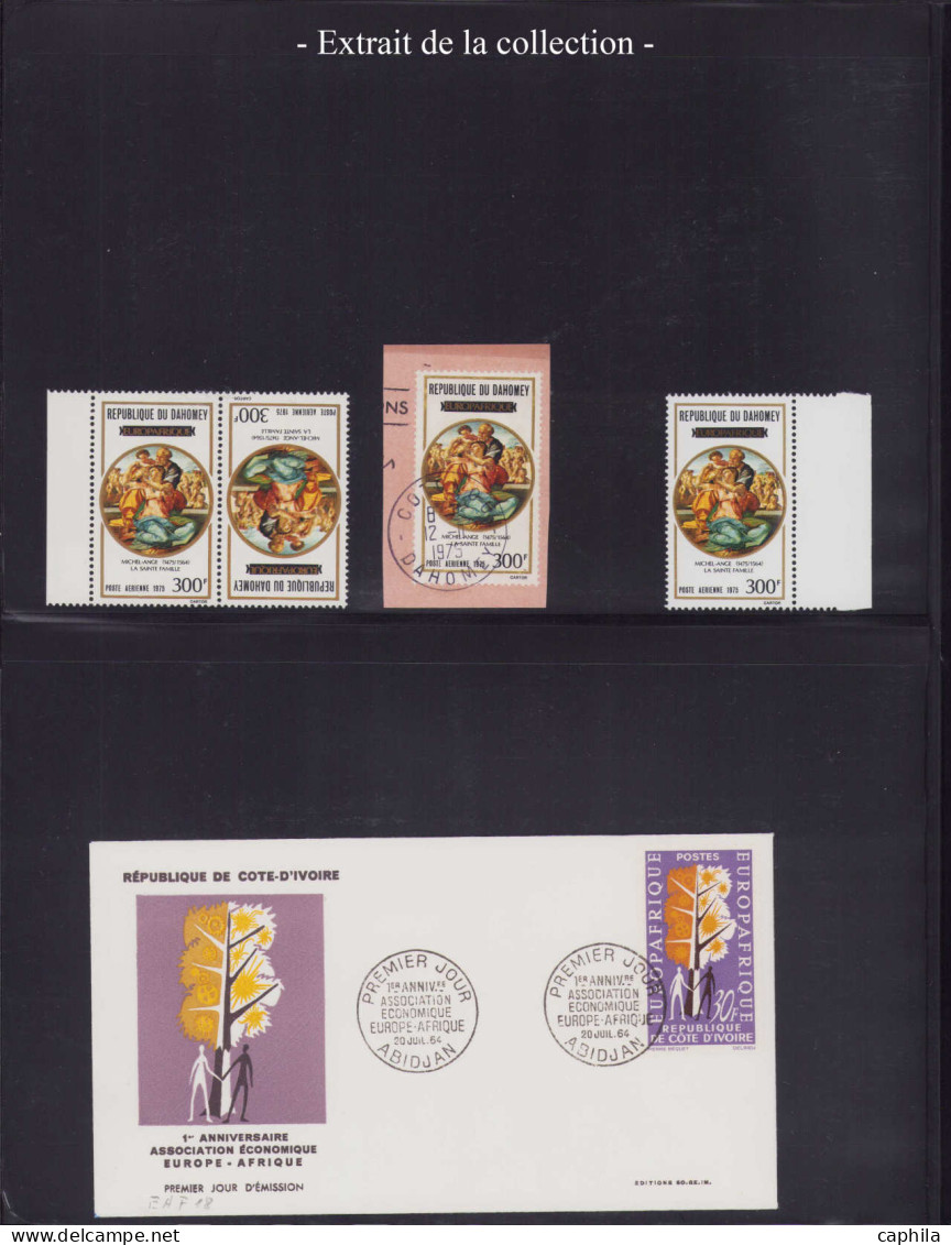 LOT COLONIES SERIES - Poste - 1963/1970, Europafrique, collection spécialisée en 2 albums, dont 14 épreuves d'artiste, l