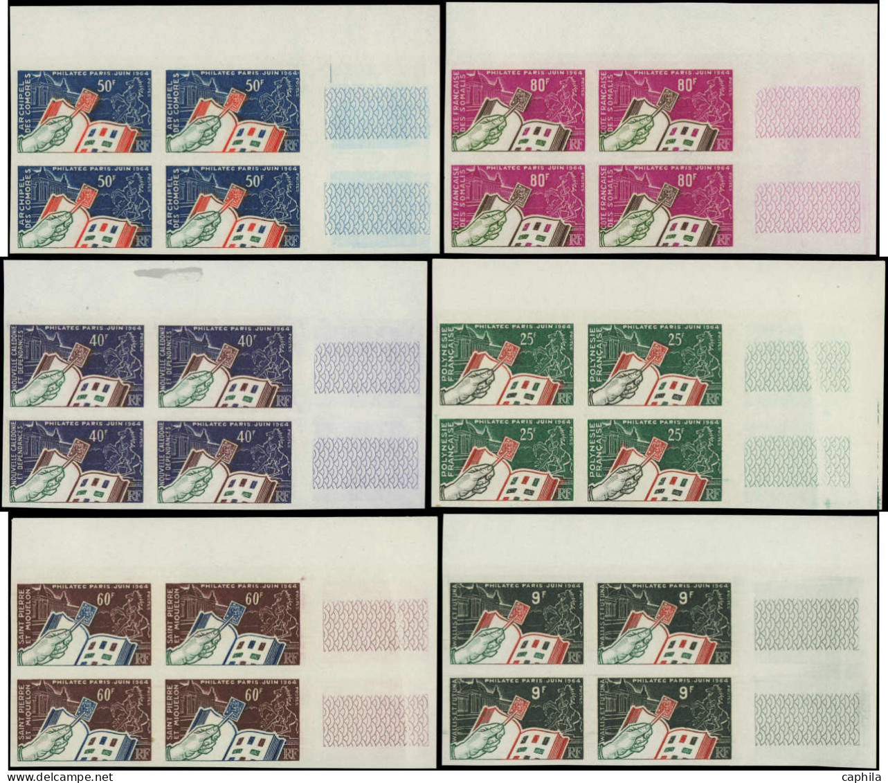 ** COLONIES SERIES - Poste - (1964), Philatec, Non Dentelés, Complet 6 Valeurs En Blocs De 4 Cdf - Unclassified