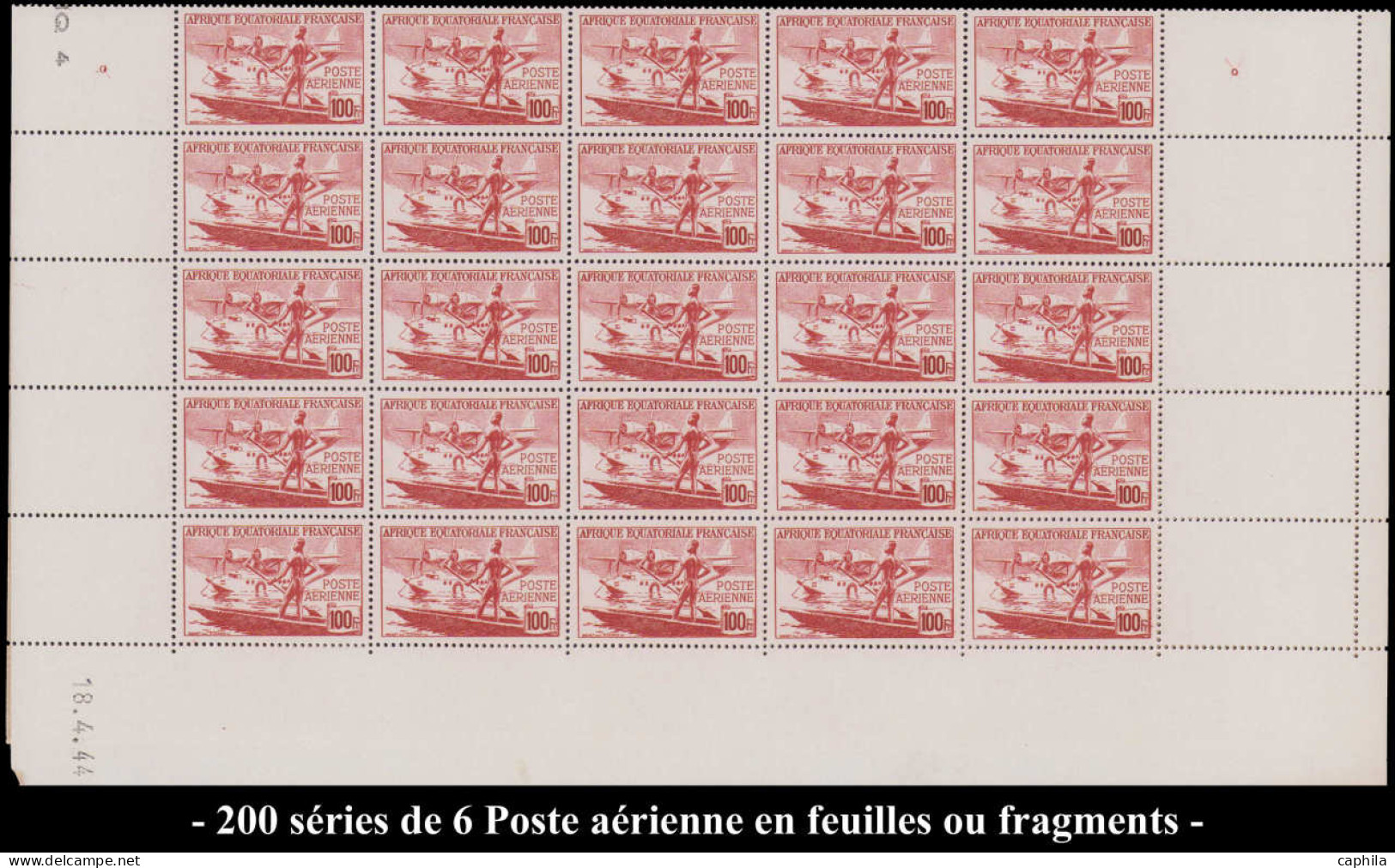 ** COLONIES SERIES - Poste Aérienne - 1944, 200 Séries De 6 Poste Aérienne (sujet Divers) En Feuilles Ou Fragments - Unclassified