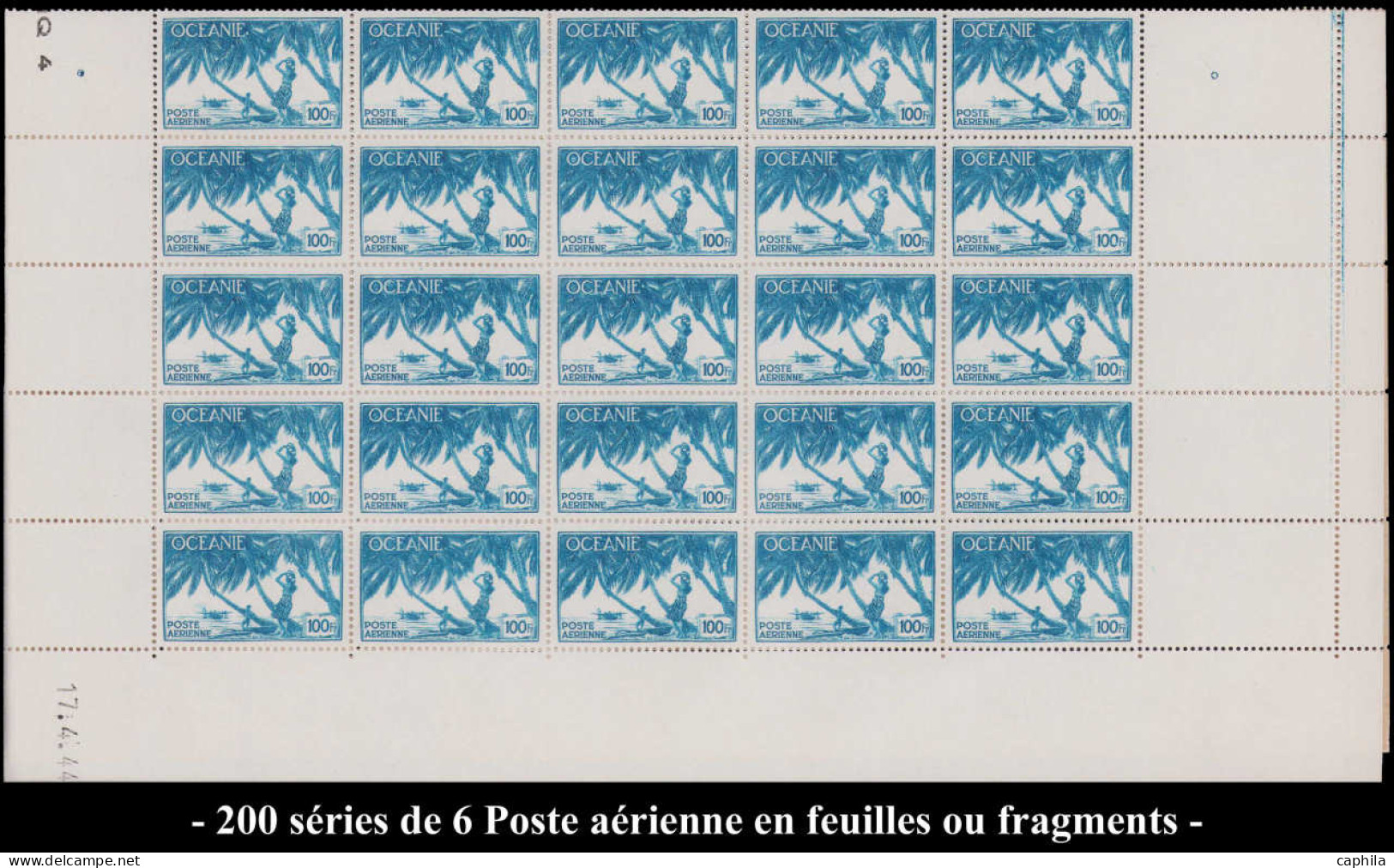 ** COLONIES SERIES - Poste Aérienne - 1944, 200 Séries De 6 Poste Aérienne (sujet Divers) En Feuilles Ou Fragments - Non Classés