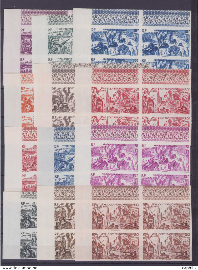 ** COLONIES SERIES - Poste Aérienne - 1946, Tchad Au Rhin, 90 Blocs De 4 Non Dentelés, Complet, Cdf - Ohne Zuordnung