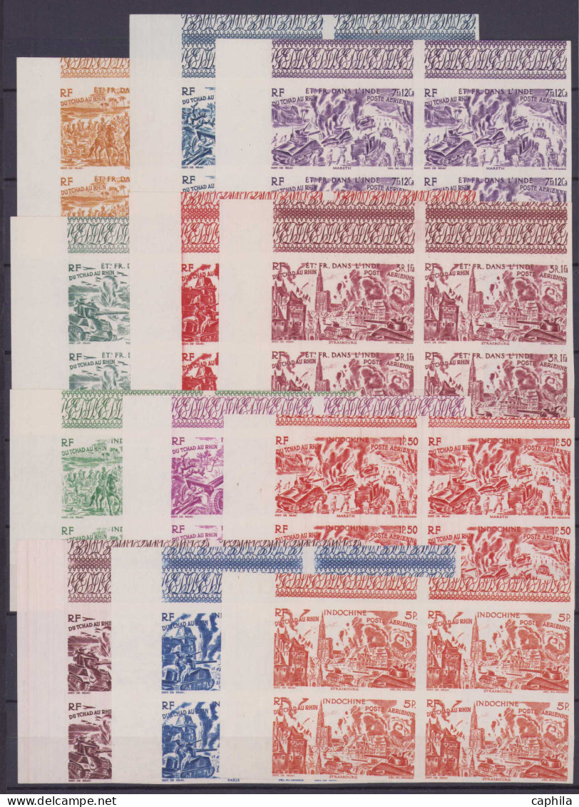 ** COLONIES SERIES - Poste Aérienne - 1946, Tchad Au Rhin, 90 Blocs De 4 Non Dentelés, Complet, Cdf - Ohne Zuordnung